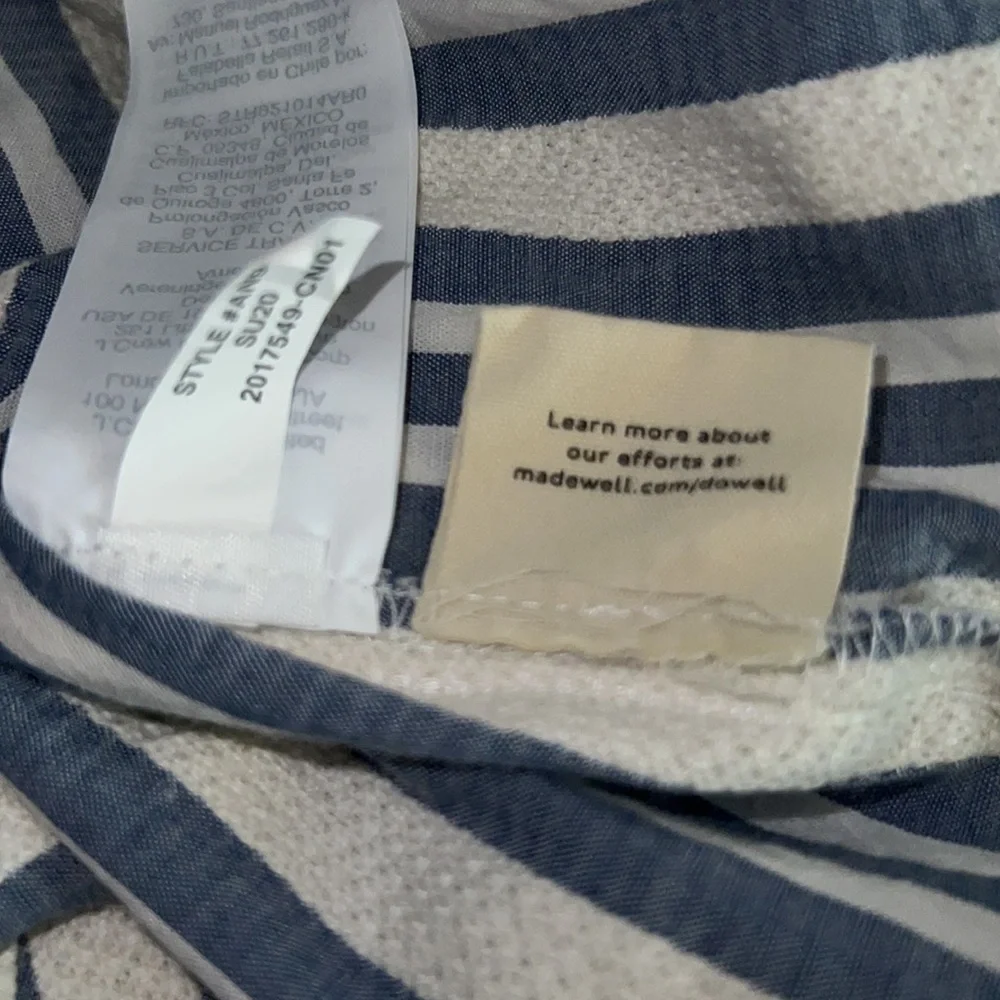 Madewell Blue and White Striped Button Front Blouse
